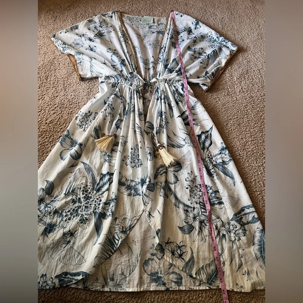 Anthropologie True Destinations Boho Floral Beach Cover Up Tassels Sz XS - Picture 9 of 10